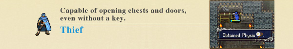 Thief : Capable of opening chests and doors, even without a key.